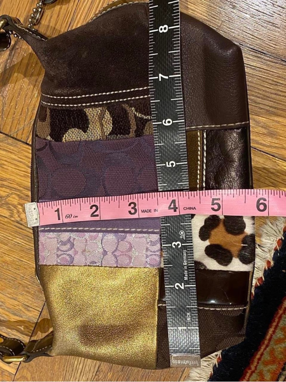Coach Y2K Purple/Gold Patchwork Mini Bag - Picture 3 of 8